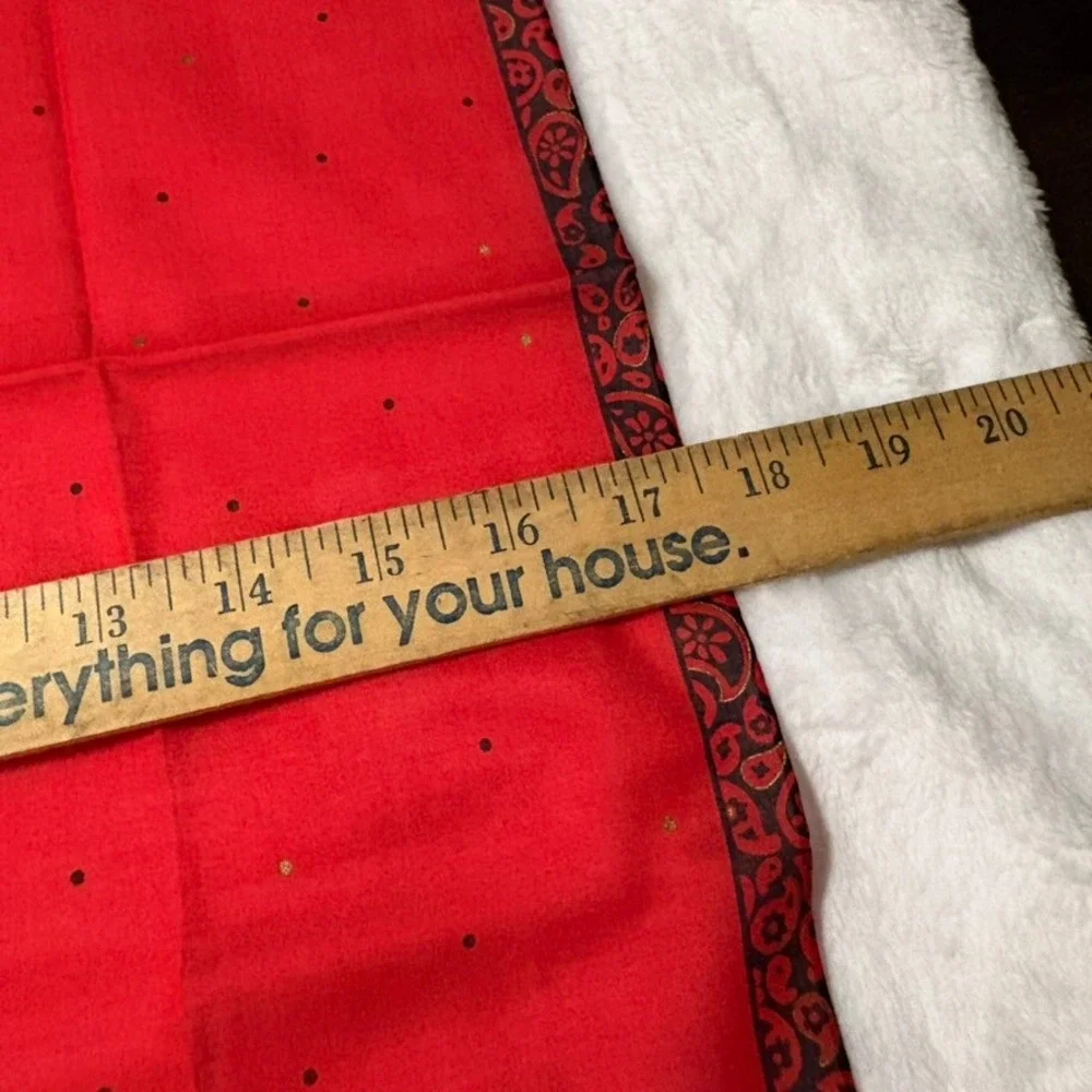 Vtg GIVENCHY Scarf Handkerchief Polka Dot Paisley Cotton Red 17.5